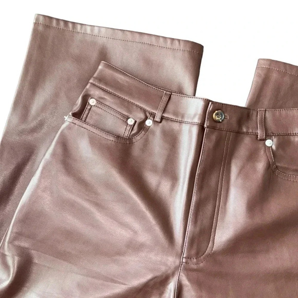 Urban Outfitters Brown Leather High Waist Wide Straight Leg Pants Womens 28 - Picture 3 of 4